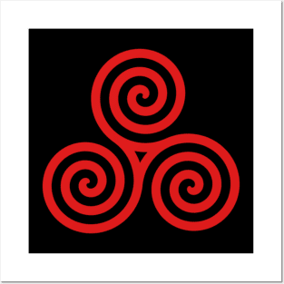 Red Triple Spiral Posters and Art